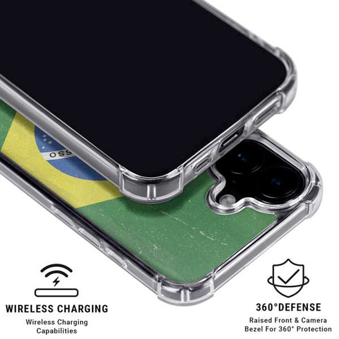 Brazil Flag Distressed iPhone 17 Clear Case